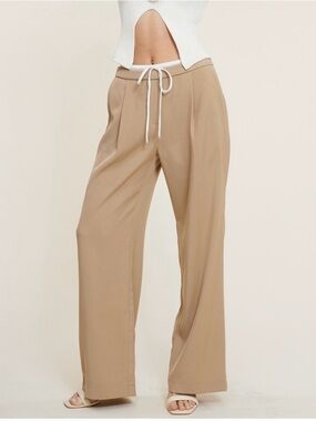 NWT Mimosa Double waistband detail khaki trousers sz M